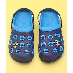 Pine Kids Clogs with Back Strap Closure & UFO Applique- Sky Blue &  Blue