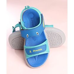 Pine Kids Sandals with Velcro Closure Fish Print - Blue