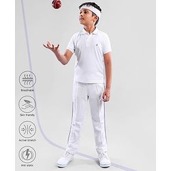 Pine Active Half Sleeves T-Shirt & Track Pant Cricket Jersey Set Solid - White