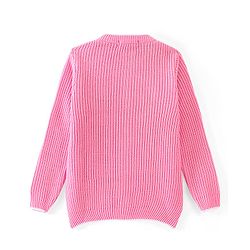 Pine Kids Fine Knit Full Sleeves Zipper Sweater With Heart Embroidery - Pink