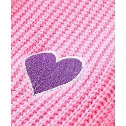 Pine Kids Fine Knit Full Sleeves Zipper Sweater With Heart Embroidery - Pink