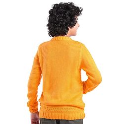 Pine Kids Full Sleeves Front Zipper Cable Knit Sweater - Mustard