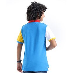 Pine Kids 100% Cotton Knit Half Sleeves Biowashed Solid Color Polo T-Shirts - Blue Aster