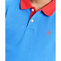 Pine Kids 100% Cotton Knit Half Sleeves Biowashed Solid Color Polo T-Shirts - Blue Aster