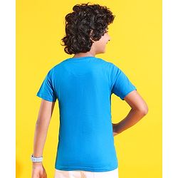 Pine Kids 100% Cotton Knit Half Sleeves Ahead of The Game Printed T-Shirt -Blue Aster