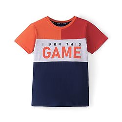 Pine Kids 100% Cotton Knit Half Sleeves Cut & Sew T-Shirt - Red & Blue