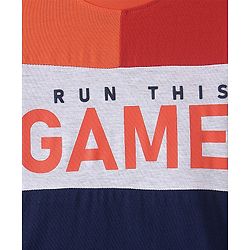 Pine Kids 100% Cotton Knit Half Sleeves Cut & Sew T-Shirt - Red & Blue