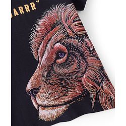 Pine Kids 100% Cotton Knit Half Sleeves T-Shirt Lion Print - Black