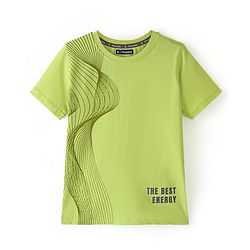 Pine Kids 100% Cotton Half Sleeves Bio Washed T-Shirt Text Print- Green
