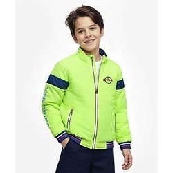 Pine Kids Full Sleeves Medium Winter Jacket - Neon Green