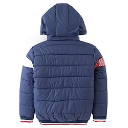 Pine Kids Full Sleeves Cut and Sew Medium Winter Jacket With Detachable Hood - Navy Blue