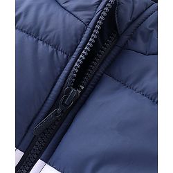 Pine Kids Full Sleeves Cut and Sew Medium Winter Jacket With Detachable Hood - Navy Blue