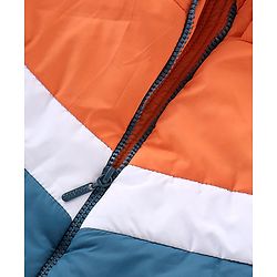 Pine Kids Full Sleeves Cut & Sew Medium Winter Hooded Jacket - Blue & Orange