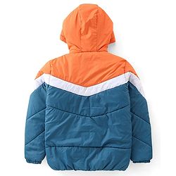Pine Kids Full Sleeves Cut & Sew Medium Winter Hooded Jacket - Blue & Orange
