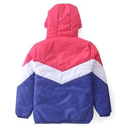 Pine Kids Woven Full Sleeves Cut And Sew Medium Winter Jacket Solid Colour - Pink White & Purple