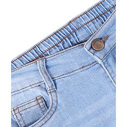 Pine Kids Full Length Back Elasticated Stretchable Solid Color Jeans - Ice Blue