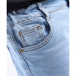 Pine Kids Full Length Back Elasticated Stretchable Solid Color Jeans - Ice Blue