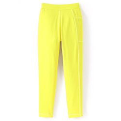 Pine Active High Stretch Breathable Solid Color Sports Bra And Legging Set - Yellow