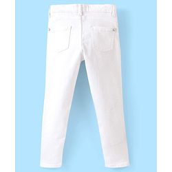 Pine Kids Ankle Length Stretchable Denim Jeans With Stud Embellishment - White