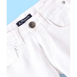 Pine Kids Ankle Length Stretchable Denim Jeans With Stud Embellishment - White