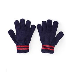 Pine Kids Knitted Striped Design Gloves Pair of 3 - Navy Blue Red & Black