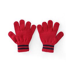 Pine Kids Knitted Striped Design Gloves Pair of 3 - Navy Blue Red & Black