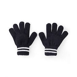 Pine Kids Knitted Striped Design Gloves Pair of 3 - Navy Blue Red & Black
