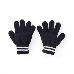 Pine Kids Knitted Striped Design Gloves Pair of 3 - Navy Blue Red & Black