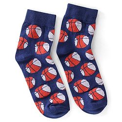 Pine Kids High Ankle Length Striped & Basketball Design Socks Pack of 3 - Multicolour