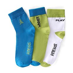 Pine Kids High Ankle Length Text Design Socks Pack of 3 - Multicolour