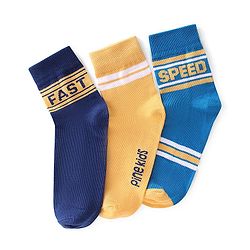 Pine Kids High Ankle Length Text Design Socks Pack of 3 - Multicolour