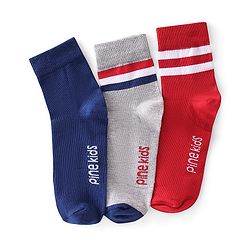 Pine Kids High Ankle Length Text Design Socks Pack of 3 - Multicolour