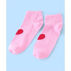 Pine Kids Low Ankle Length Socks Heart Design Pack of 3 - Red Pink & White