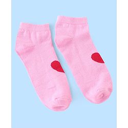 Pine Kids Low Ankle Length Socks Heart Design Pack of 3 - Red Pink & White