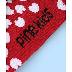 Pine Kids Low Ankle Length Socks Heart Design Pack of 3 - Red Pink & White