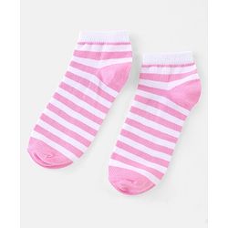 Pine Kids Low Ankle Length Socks Stripes & Floral Design Pack of 3 - Pink & Blue