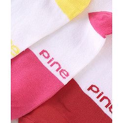 Pine Kids Low Ankle Length Socks Logo Design Pack of 5 - Purple Pink & Yellow