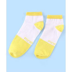 Pine Kids Low Ankle Length Socks Logo Design Pack of 5 - Purple Pink & Yellow