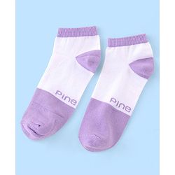 Pine Kids Low Ankle Length Socks Logo Design Pack of 5 - Purple Pink & Yellow