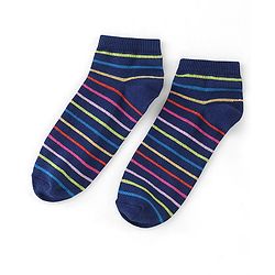 Pine Kids Cotton Spandex Knit Low Ankle Socks Stripes & Polka Dot Design Pack Of 5 - Green Blue & White