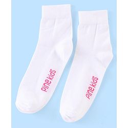 Pine Kids Cotton Spandex Knit High Ankle Socks Stripes & Floral Design Pack Of 3 - Pink & White