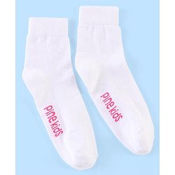 Pine Kids Cotton Spandex Knit High Ankle Socks Stripes & Floral Design Pack Of 3 - Pink & White