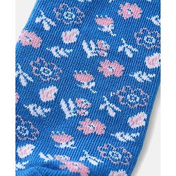 Pine Kids Cotton Spandex Knit High Ankle Socks Heart & Floral Design Pack Of 3 - Pink Blue & White