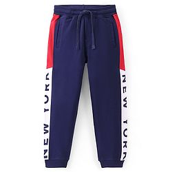 Pine Kids Full Length Cut and Sew Printed Track Pant - Blue Depth