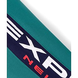 Pine Kids 100% Cotton Terry Knit Full Length Cut and Sew Stretchable Track Pants Text Print - Green