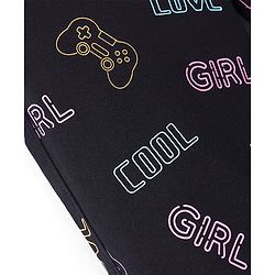 Pine Kids Knit Full Length Stretchable Track Pants Text Print - Jet Black