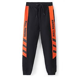 Pine Kids Full Length Cut & Sew Printed Track Pants - Jet Black