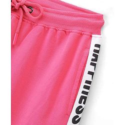 Pine Kids 100% Cotton Terry Knit Full Length Cut & Sew Jogger Text Print - Pink