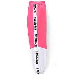 Pine Kids 100% Cotton Terry Knit Full Length Cut & Sew Jogger Text Print - Pink