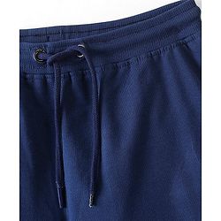 Pine Kids 100% Cotton Terry Knit Full Length Cut & Sew Jogger Text Print - Navy Peony